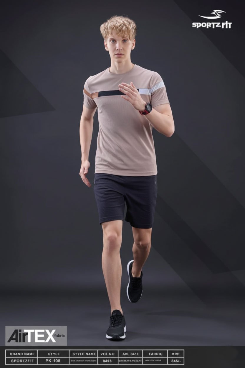 Men Round Neck T-Shirt  | Light Beige | XXL |  SBT49